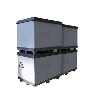 Recyclable Collapsible Corrugated Plastic Box with Pallet and Lid Safety Belt Lock