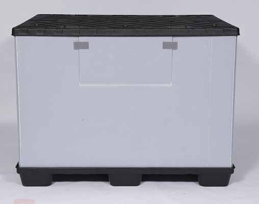 Recyclable Collapsible Corrugated Plastic Box with Pallet and Lid Safety Belt Lock