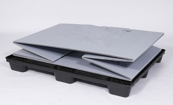Recyclable Collapsible Corrugated Plastic Box with Pallet and Lid Safety Belt Lock