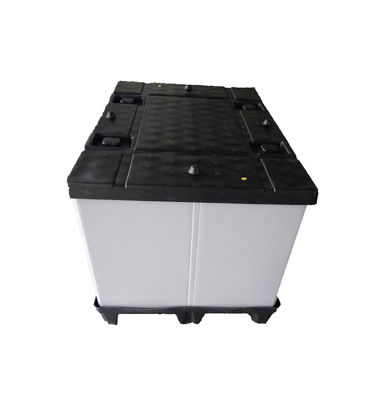 Recyclable Collapsible Corrugated Plastic Box with Pallet and Lid Safety Belt Lock