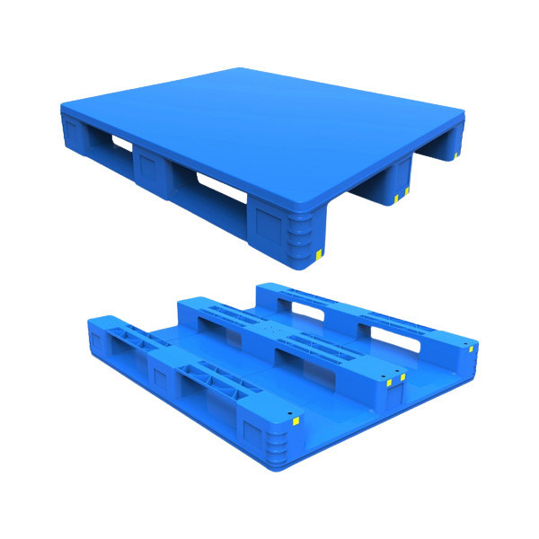 Hygienic 3 Runner Plastic Pallet Reinforced Flat Racking for Racking Load of 1200 kg